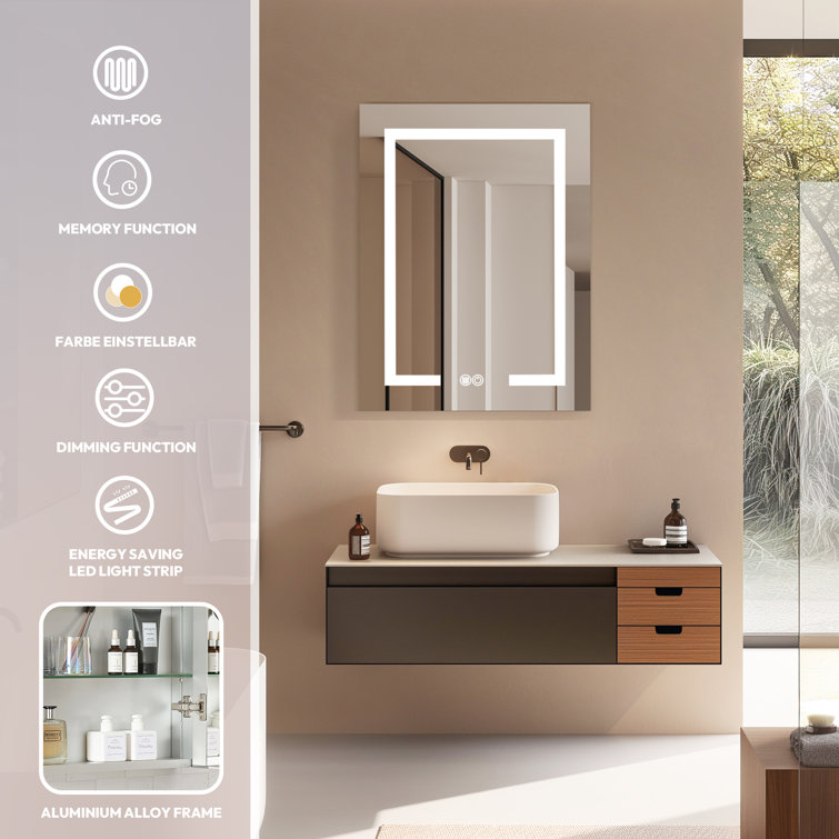 Santona Silver Aluminum Frameless LED Medicine Cabinet