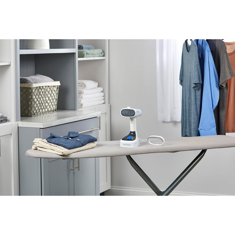 Compact Gray and White Foldable Handheld Steamer with Extra Long Cord