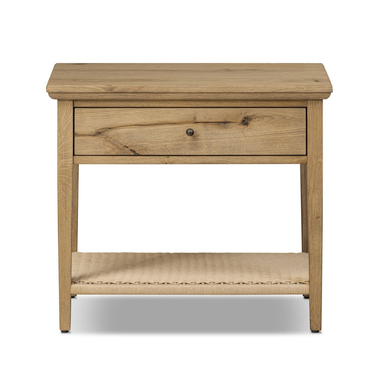 Amber Lewis Worn Oak Nightstand with Brass Handle
