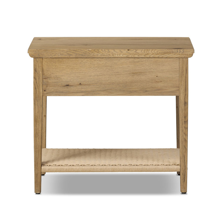 Amber Lewis Worn Oak Nightstand with Brass Handle