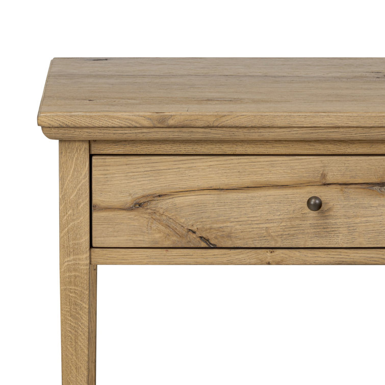 Amber Lewis Worn Oak Nightstand with Brass Handle