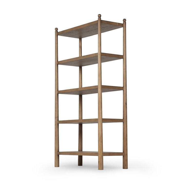 Amber Ash Tall Wooden Bookcase with Turned Ball Detailing