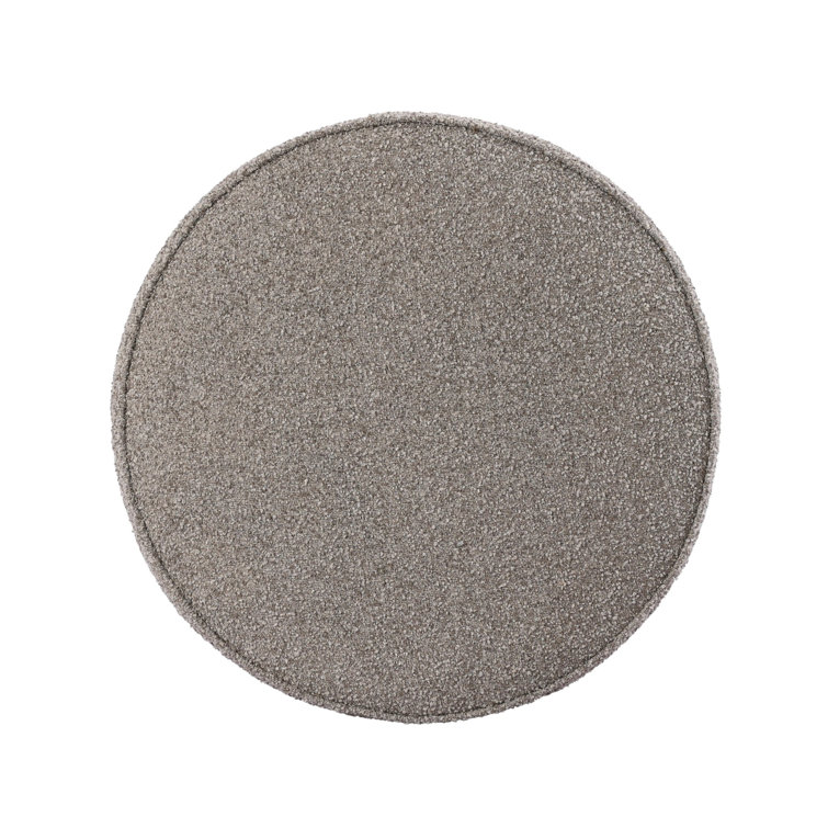Fawn Boucle Cushion Stool with Dark Wood Legs