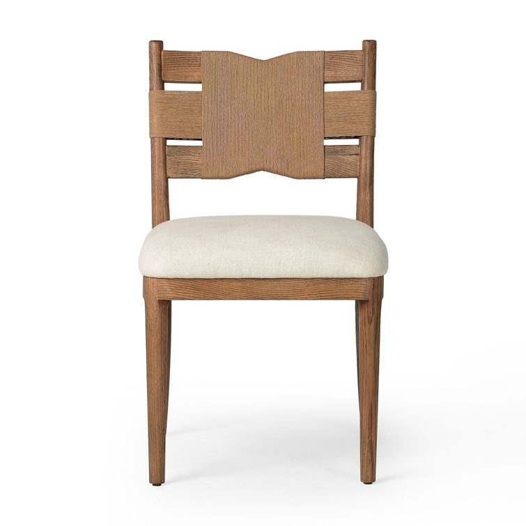 Amber Lewis Parchment Linen Upholstered Side Chair with Wood Frame