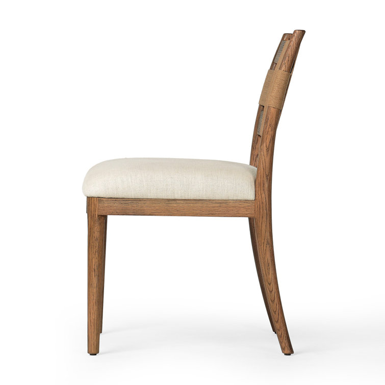 Amber Lewis Parchment Linen Upholstered Side Chair with Wood Frame