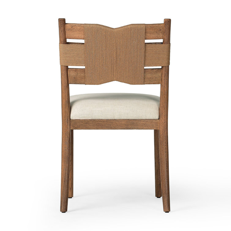 Amber Lewis Parchment Linen Upholstered Side Chair with Wood Frame