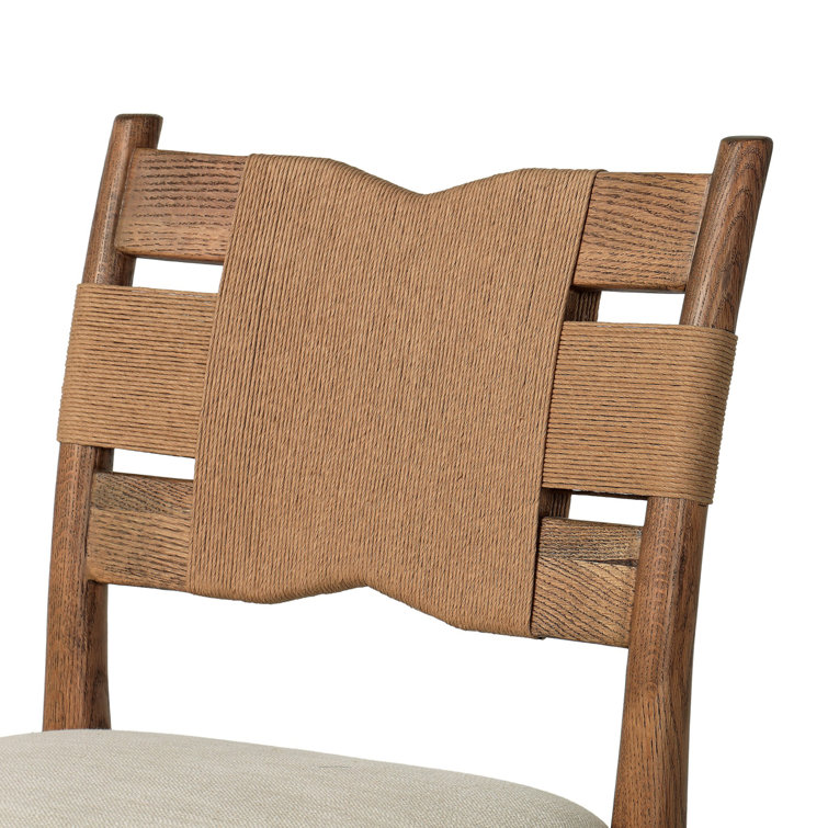 Amber Lewis Parchment Linen Upholstered Side Chair with Wood Frame