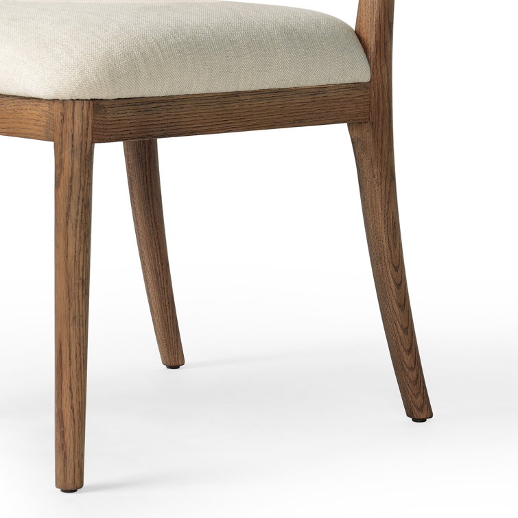 Amber Lewis Parchment Linen Upholstered Side Chair with Wood Frame