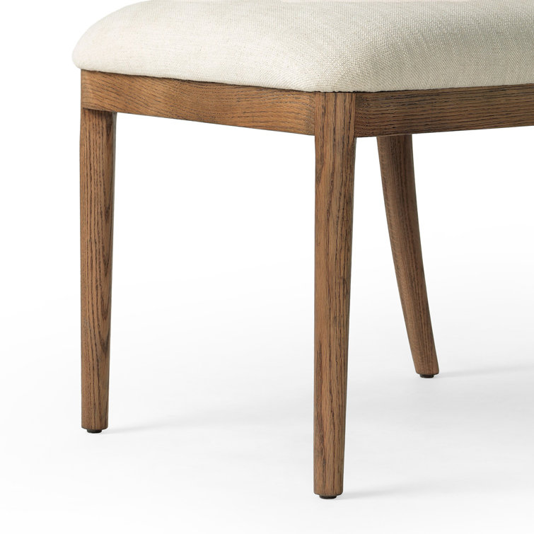 Amber Lewis Parchment Linen Upholstered Side Chair with Wood Frame