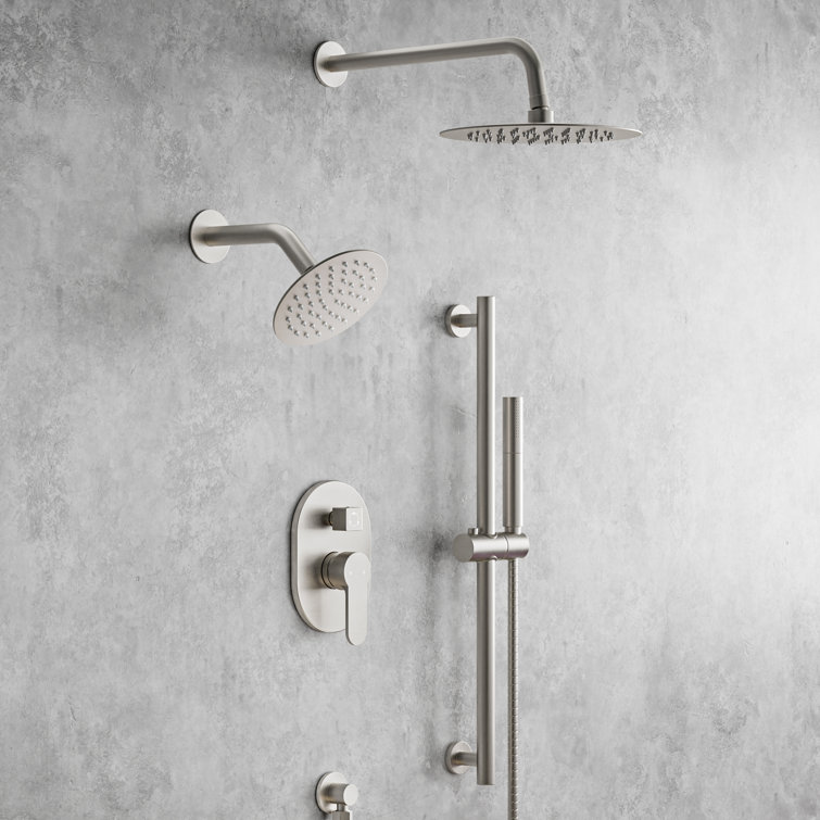 Dual Function Brushed Nickel Stainless Steel Shower System