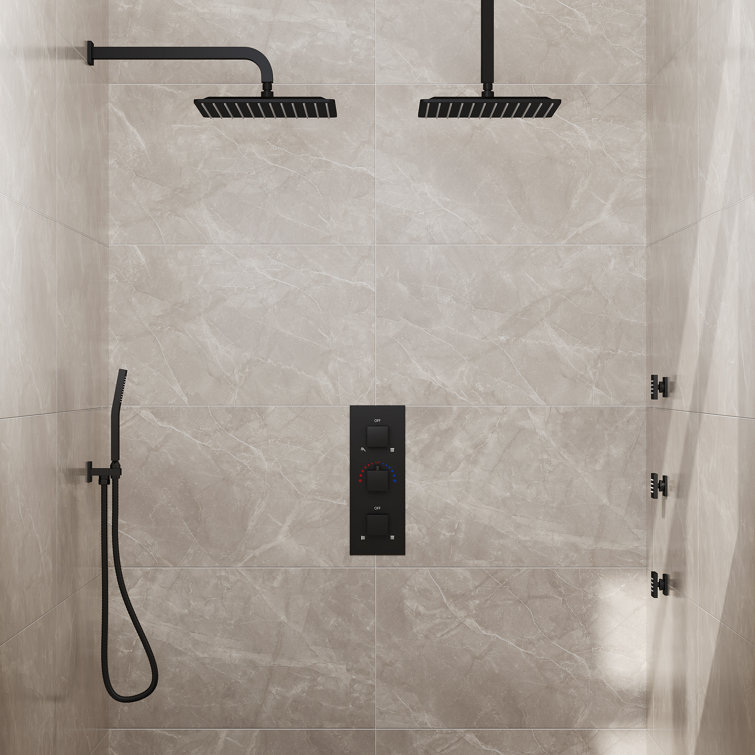Matte Black Dual Showerheads with Thermostatic Valve