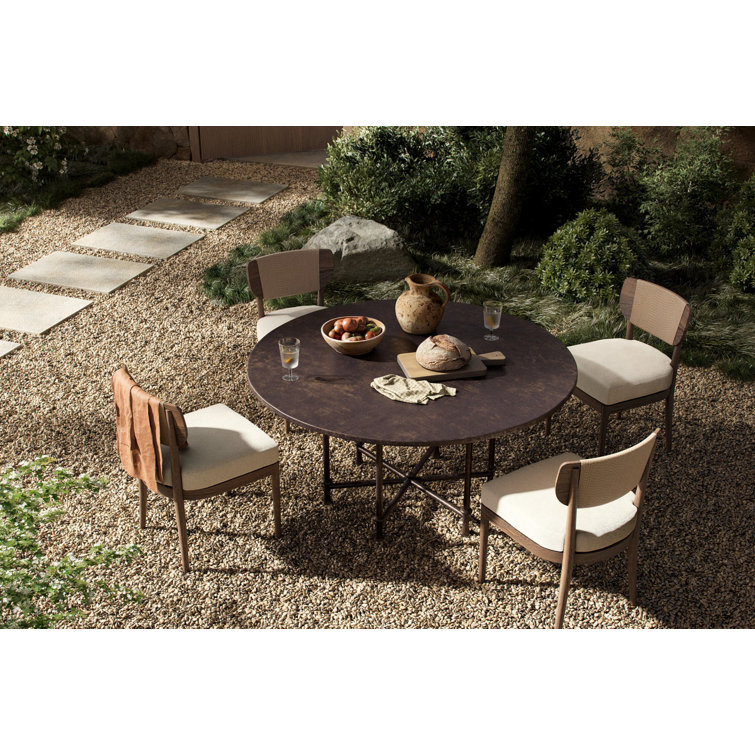 Leblanc Distressed Bronze Cast Aluminum Round Dining Table