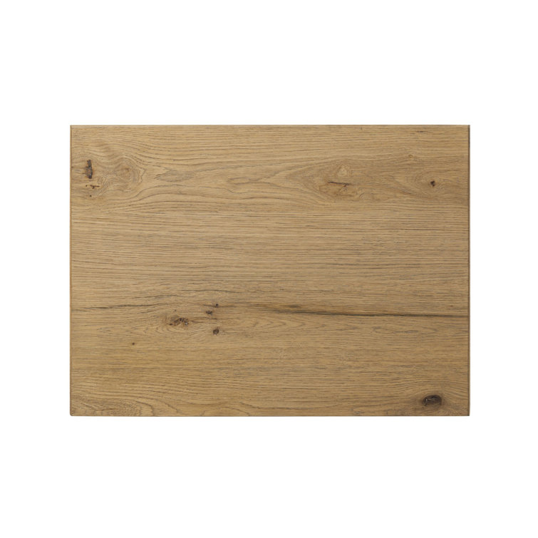 Amber Lewis Worn Oak Nightstand with Brass Handle