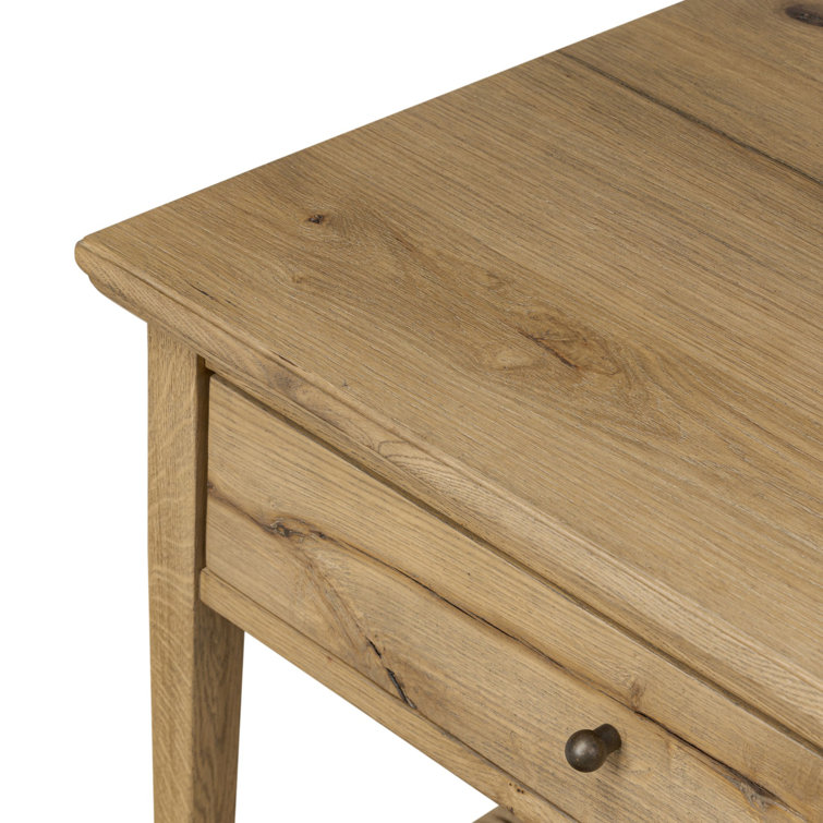 Amber Lewis Worn Oak Nightstand with Brass Handle