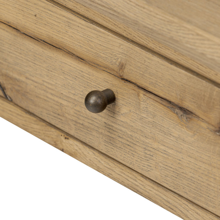 Amber Lewis Worn Oak Nightstand with Brass Handle