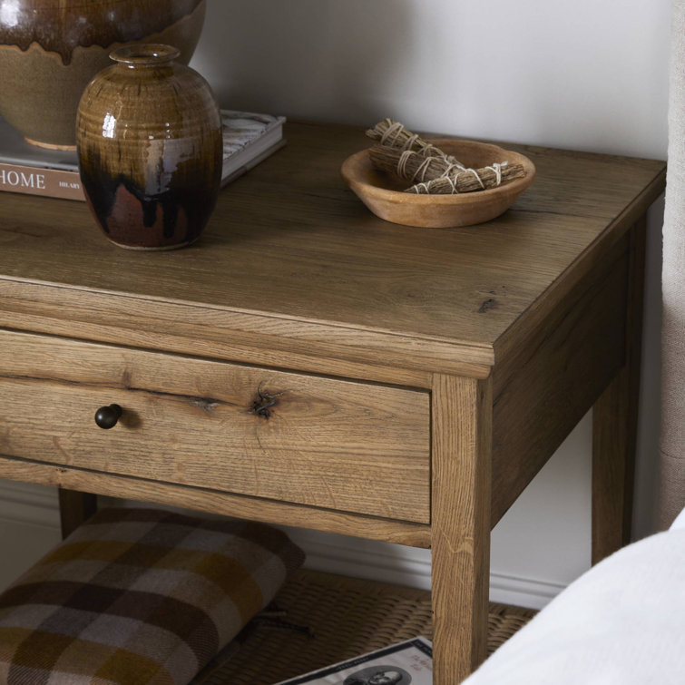 Amber Lewis Worn Oak Nightstand with Brass Handle