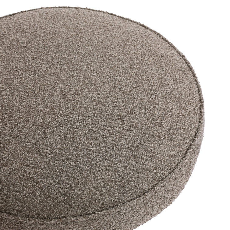 Fawn Boucle Cushion Stool with Dark Wood Legs