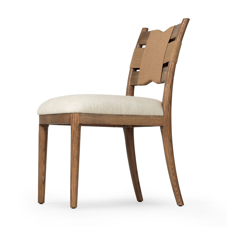 Amber Lewis Parchment Linen Upholstered Side Chair with Wood Frame