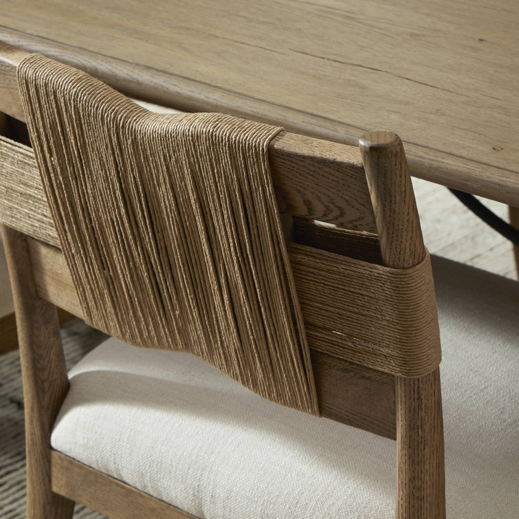 Amber Lewis Parchment Linen Upholstered Side Chair with Wood Frame