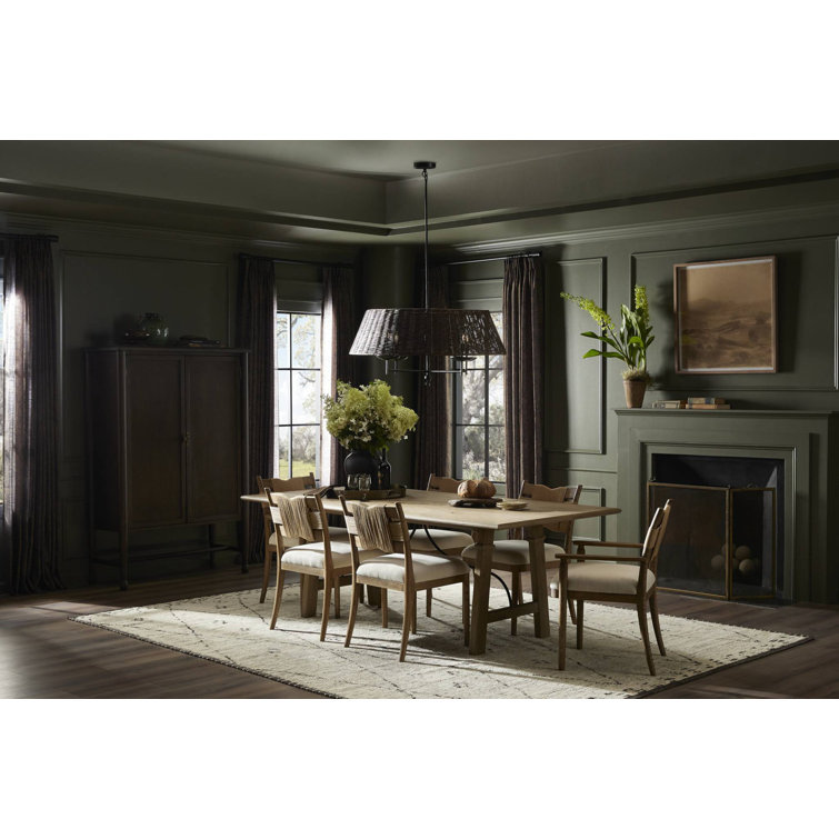 Amber Lewis Parchment Linen Upholstered Side Chair with Wood Frame