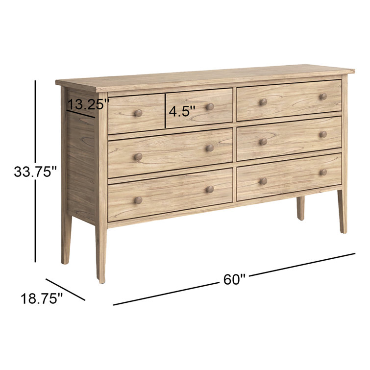 Natural Wood Double Dresser with Soft Close Drawers