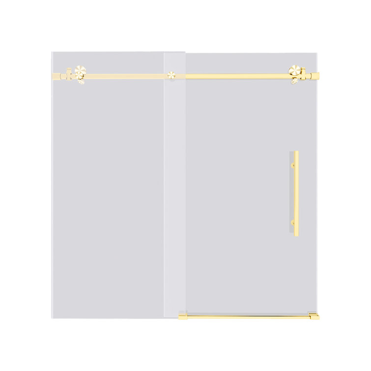 60-Inch Gold Frameless Sliding Shower Door with Clear Glass
