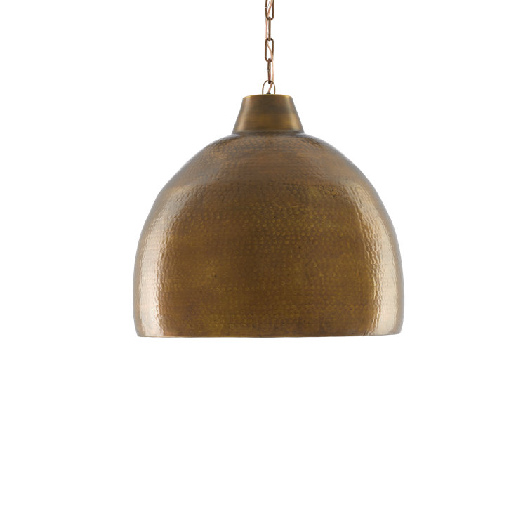 Vintage Brass Bowl Pendant Light with Gold Cord
