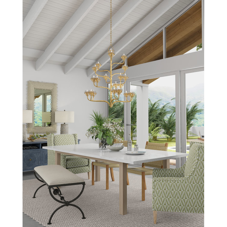 Agave Americana Dark Gold Leaf 22-Light Crystal Chandelier