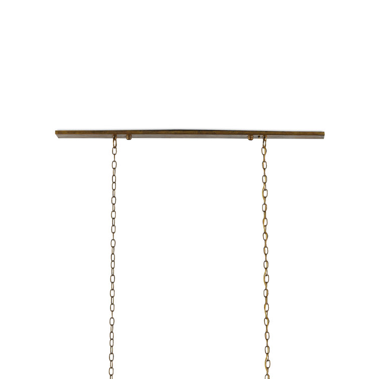 Elegant Maximus Rectangular 5-Light Pendant in Washed Gold Leaf