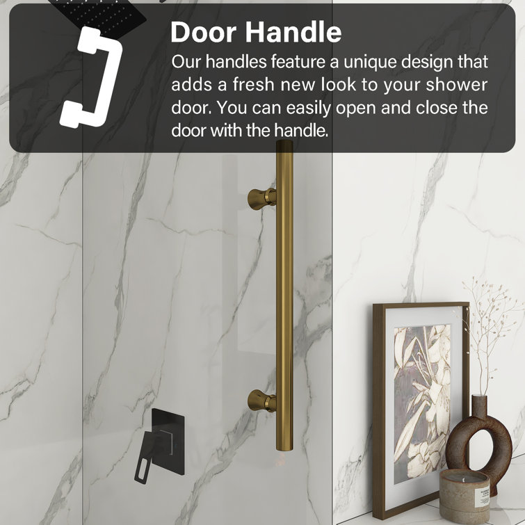 60-Inch Gold Frameless Sliding Shower Door with Clear Glass