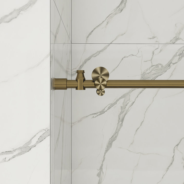 60-Inch Gold Frameless Sliding Shower Door with Clear Glass