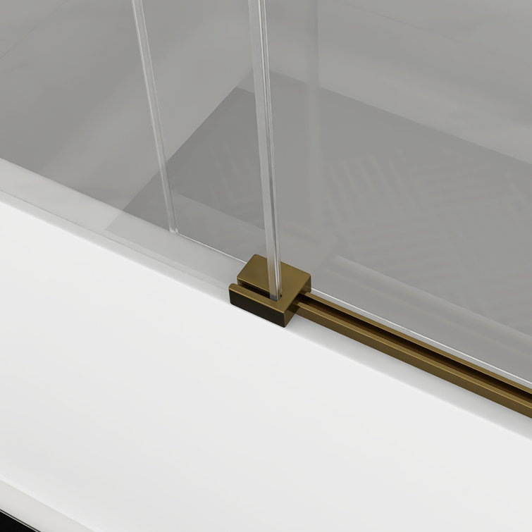 60-Inch Gold Frameless Sliding Shower Door with Clear Glass