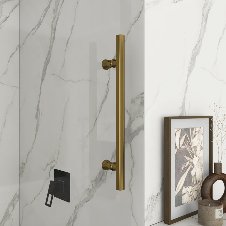 60-Inch Gold Frameless Sliding Shower Door with Clear Glass
