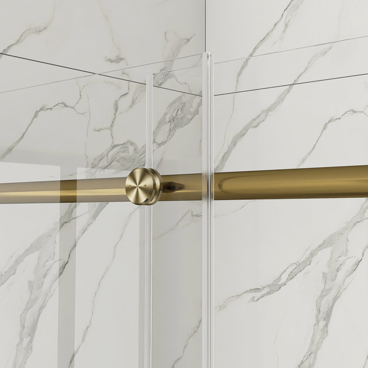 60-Inch Gold Frameless Sliding Shower Door with Clear Glass