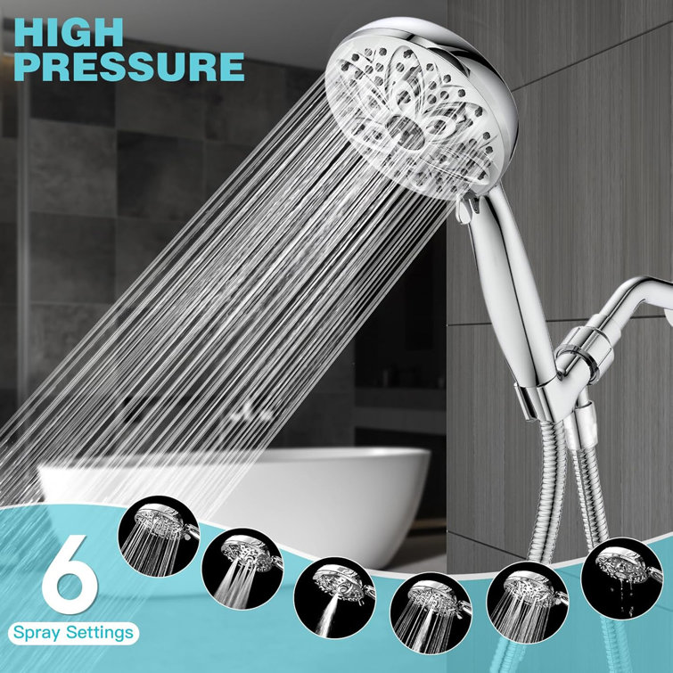 Chrome Handheld Shower Head with 6 Settings and Filter