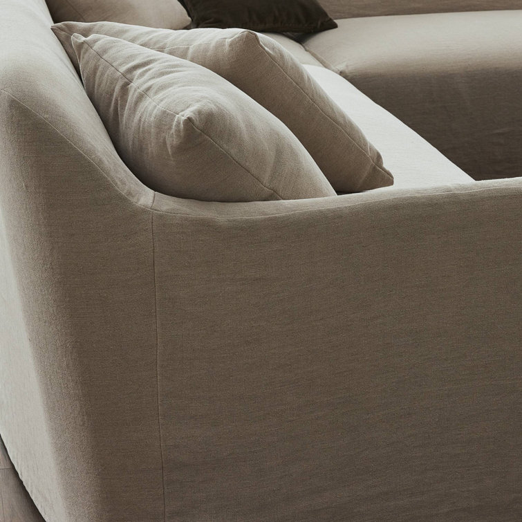 Lowell Three Piece Linen Fabric Sectional Sofa