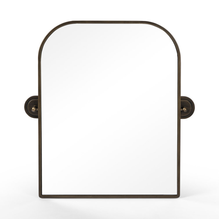 Aged Iron Rectangular Wall Mirror with Vertical Pivots
