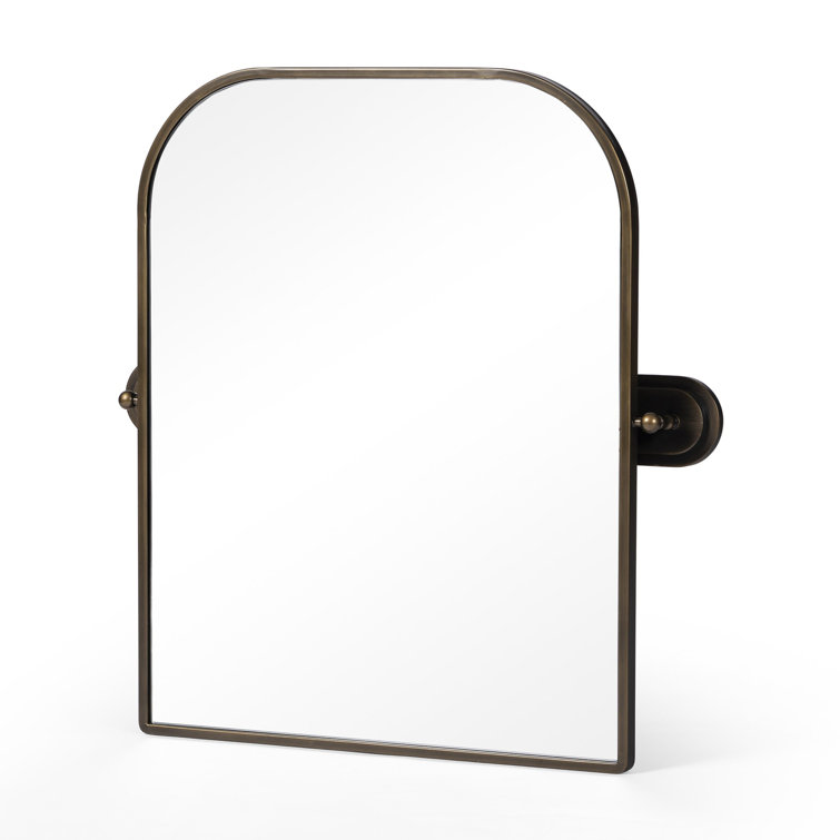 Aged Iron Rectangular Wall Mirror with Vertical Pivots