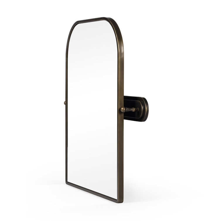 Aged Iron Rectangular Wall Mirror with Vertical Pivots