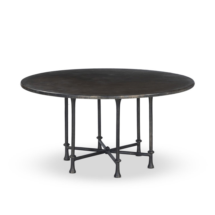 Leblanc Distressed Bronze Cast Aluminum Round Dining Table
