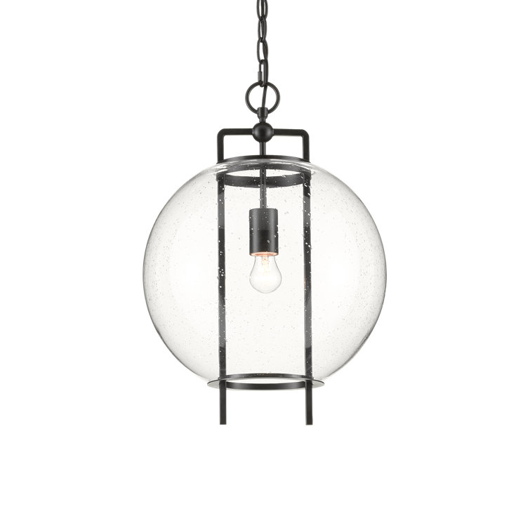 Breakspear Antique Black Globe Pendant with Seeded Glass