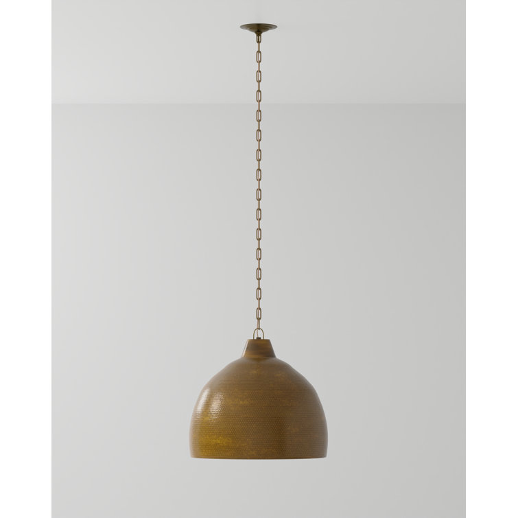 Vintage Brass Bowl Pendant Light with Gold Cord