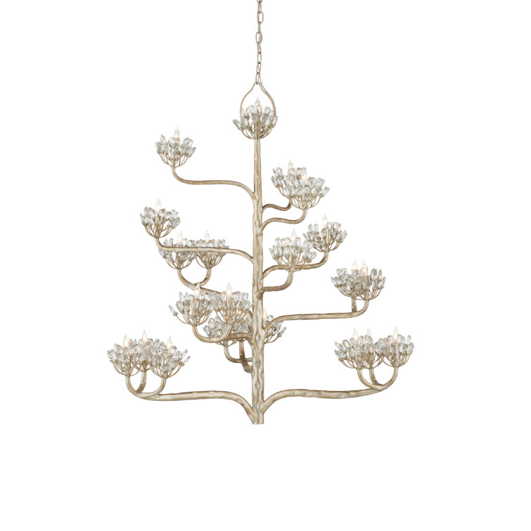 Agave Americana Silver Leaf Crystal 42-Inch Chandelier