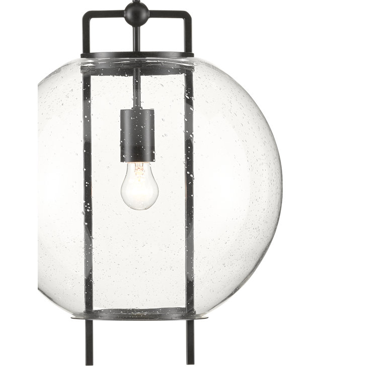 Breakspear Antique Black Globe Pendant with Seeded Glass