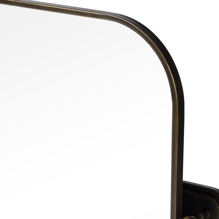 Aged Iron Rectangular Wall Mirror with Vertical Pivots