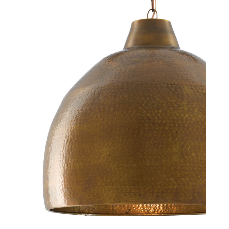 Vintage Brass Bowl Pendant Light with Gold Cord