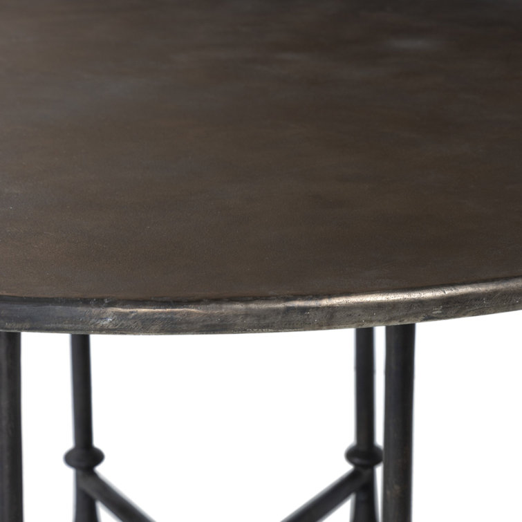 Leblanc Distressed Bronze Cast Aluminum Round Dining Table