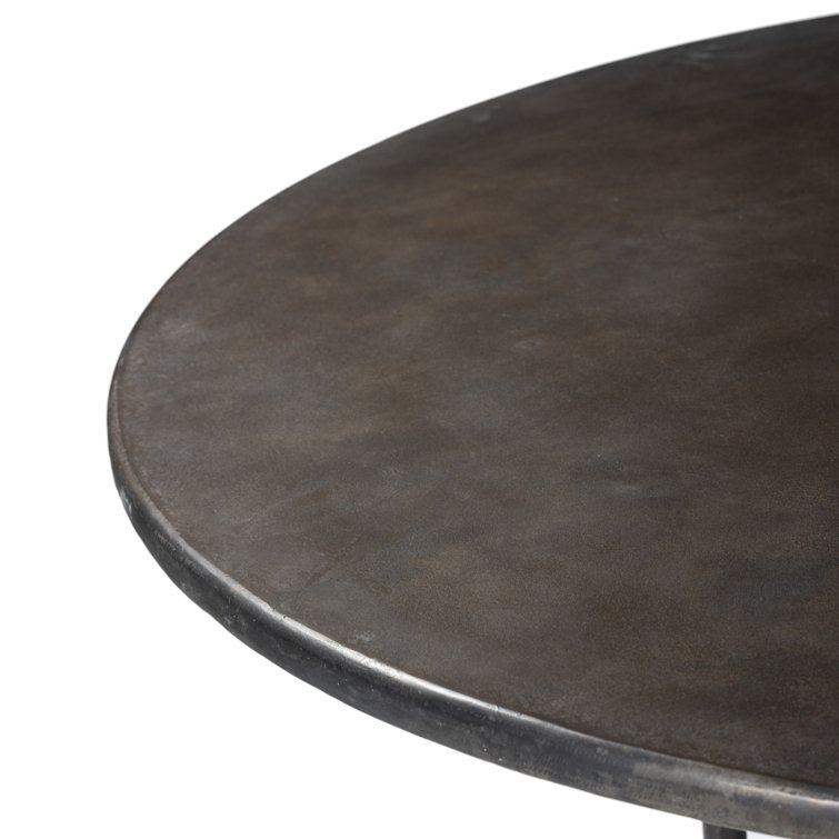 Leblanc Distressed Bronze Cast Aluminum Round Dining Table