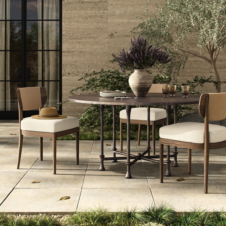 Leblanc Distressed Bronze Cast Aluminum Round Dining Table