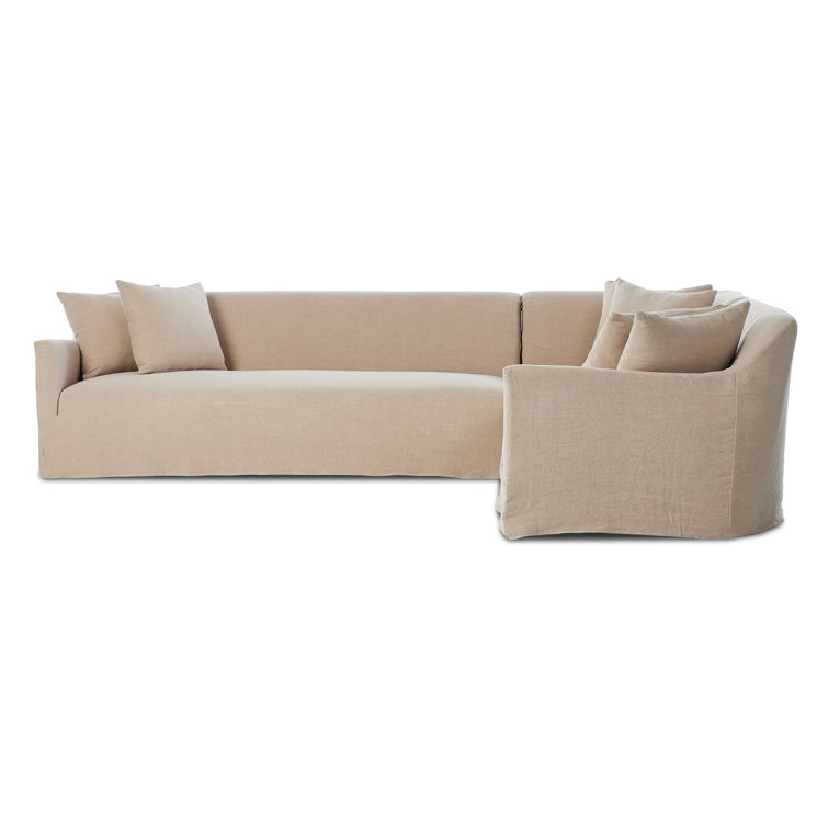 Lowell Three Piece Linen Fabric Sectional Sofa